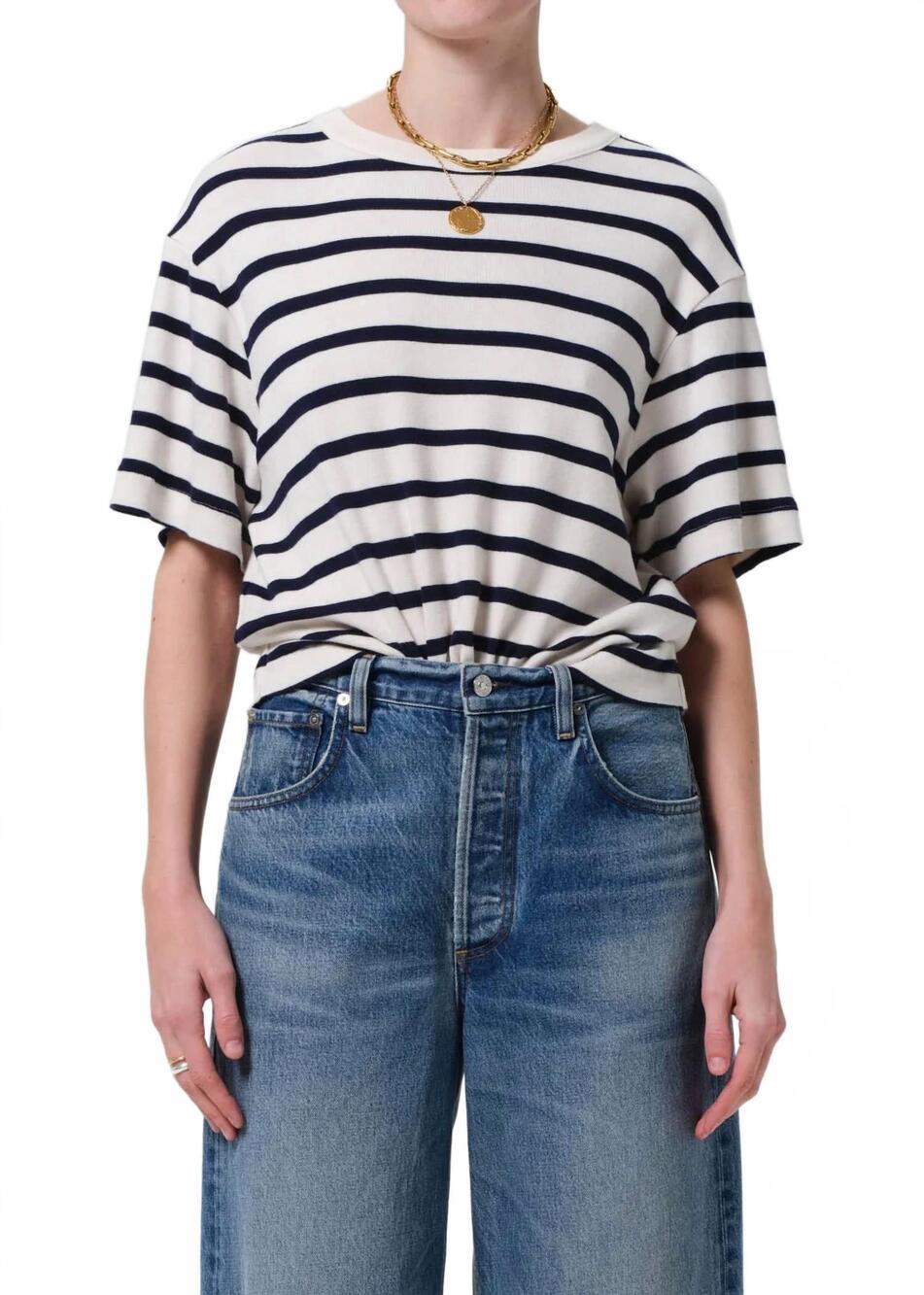NEW CITIZENS OF HUMANITY goldie tee in azure stripe